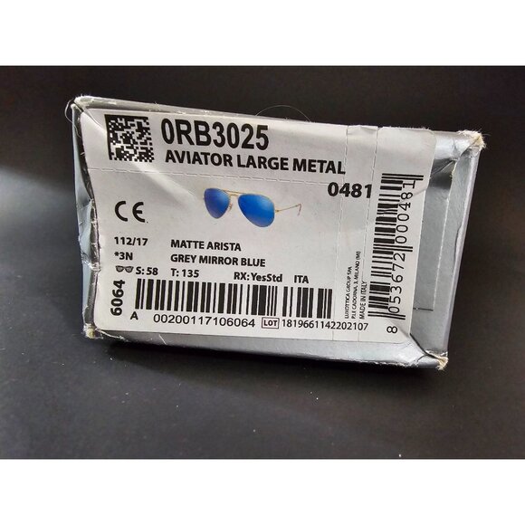 Ray-Ban Aviator Large Metal Matte Arista Sunglasses With Grey Mirror Blue Lenses - Picture 7 of 7